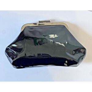 Authentic Dolce & Gabbana Black Patent Leather Clutch Pouch Leopard vintage